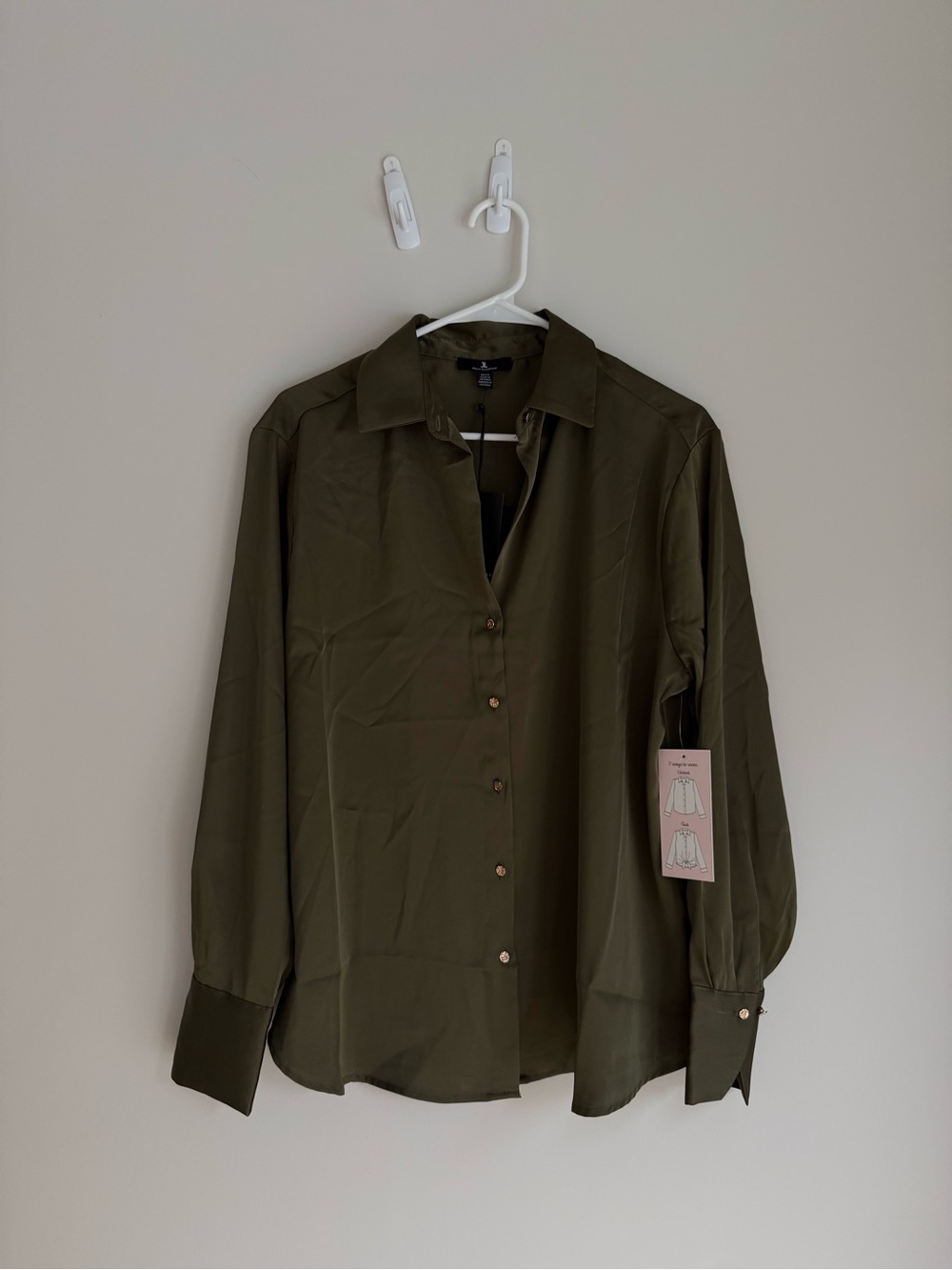 Jules & Leopold Olive Green Button-Front Blouse